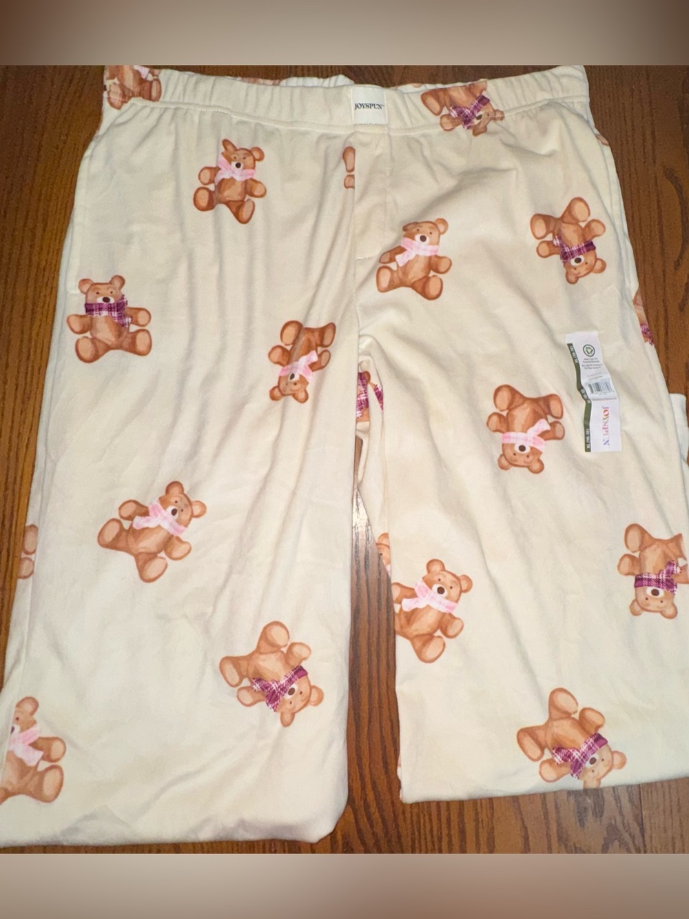 Joyspun Teddy Bear Plush Velour Pajama Pants XL (16–18) NWT